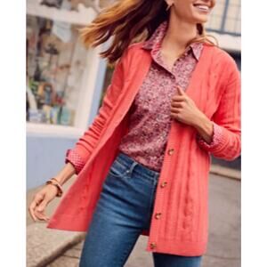 Talbots Women’s Coral Cable Knit Button Cardigan Sweater, Large  Classic Fit NEW